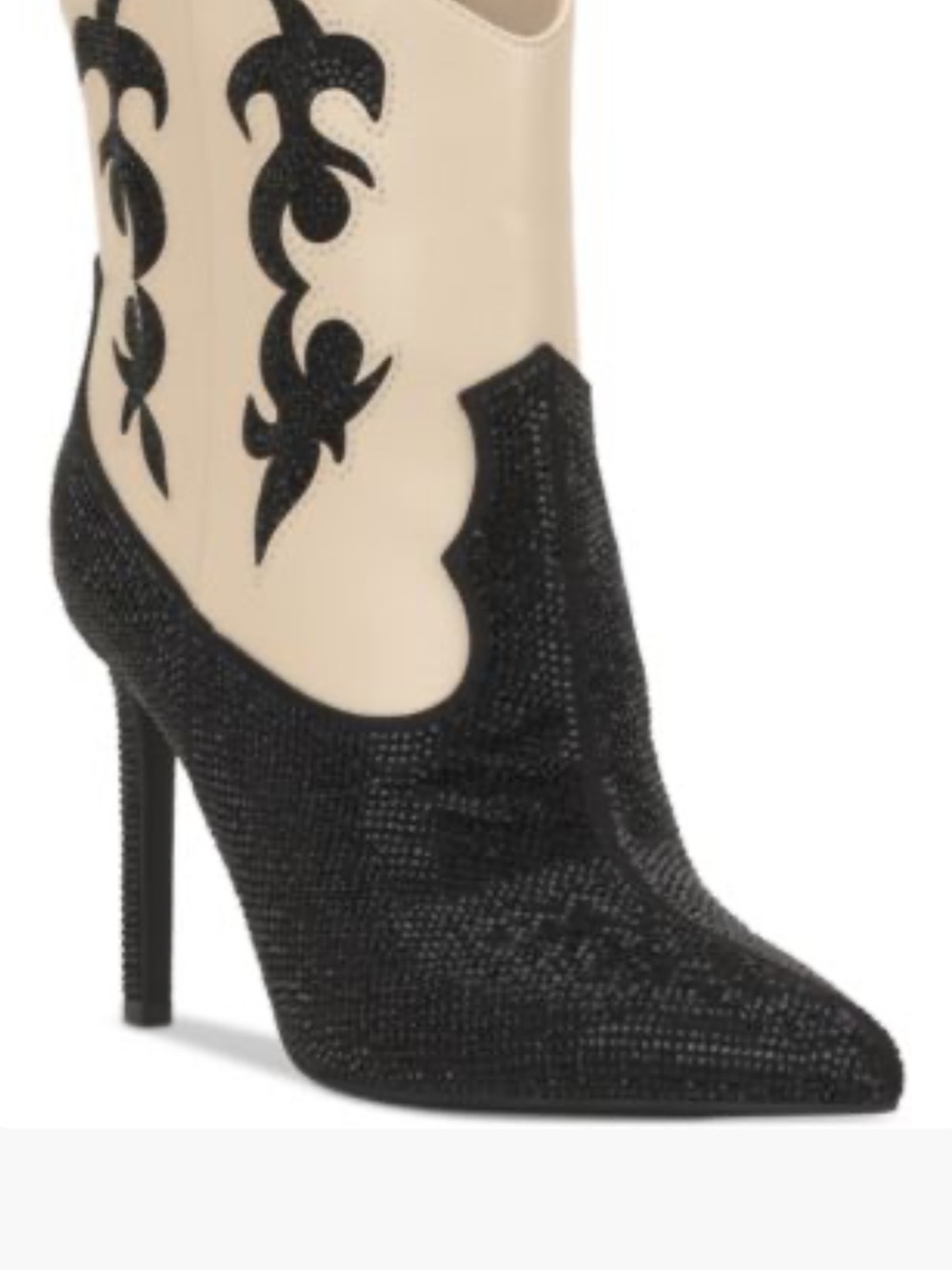 INC International Concepts Black and Cream Western Stiletto Boot